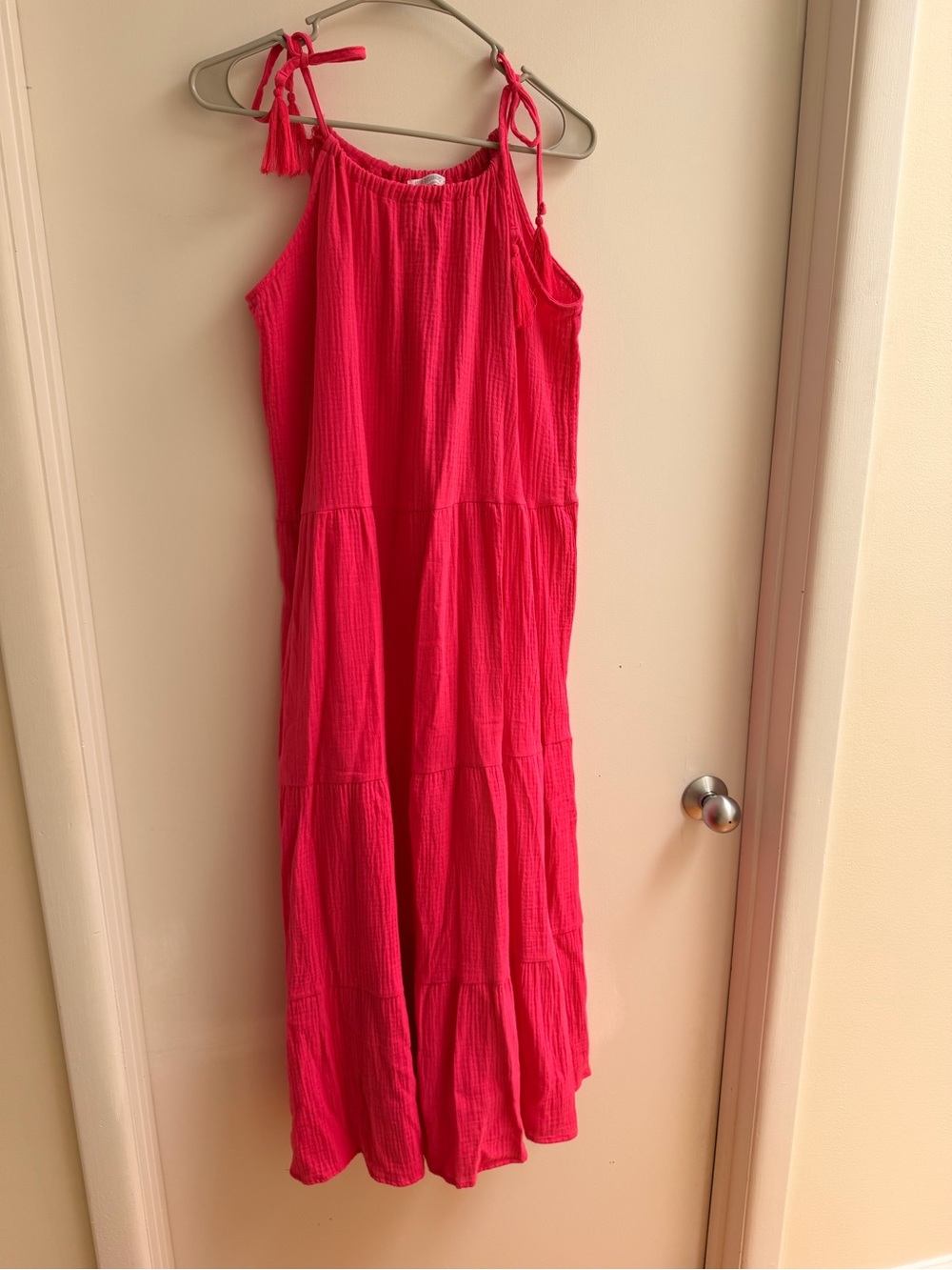 T.J.Maxx Hot Pink Tie-Shoulder Maxi Dress
